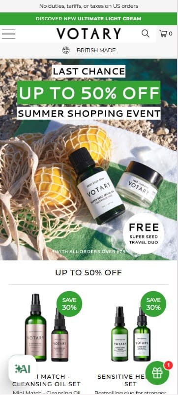 Votary Skincare Ecommerce screenshot 3